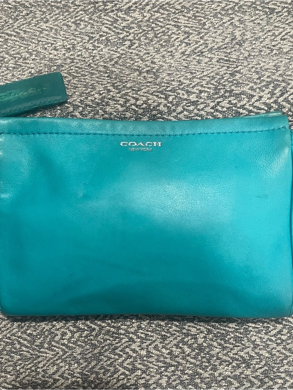 COACH Teal Leather Wristlet Clutch - Picture 1 of 7